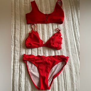 Red bathing suit trio ❤️